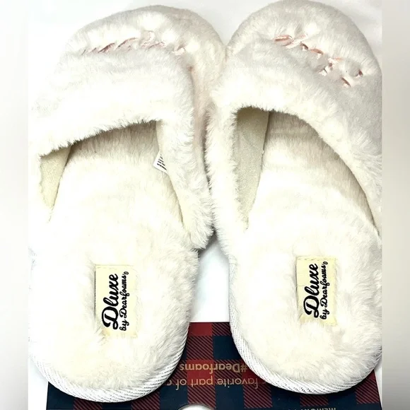 Dluxe by Dearfoams Plush Faux Fur “Super Mom” Slippers Size Large 9-10 - Picture 12 of 12